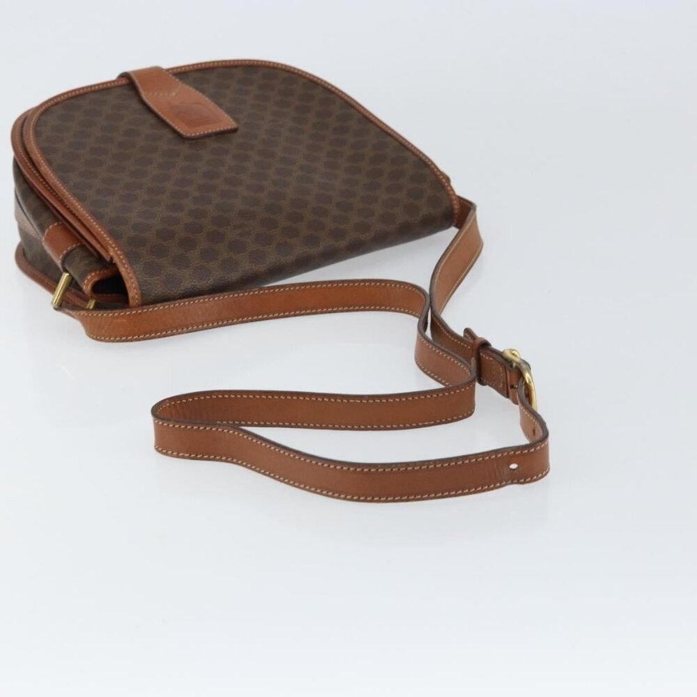 Authentic CELINE Macadam Canvas Shoulder Bag PVC Leather Brown Gold - Picture 14 of 16